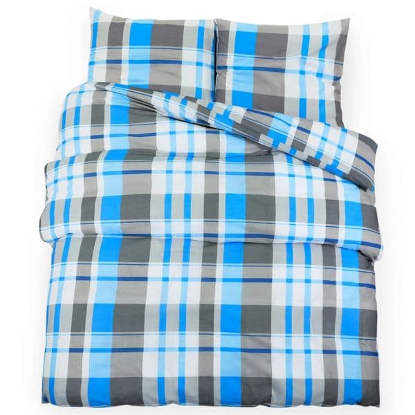 vidaXL Conjunto de Capa de Edredão 240x220 cm Algodão Azul/cinza - 2774220156
