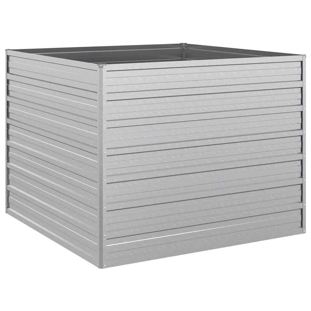 Canteiro Elevado Jardim 100x100x77 cm Aço Galvanizado Prateado - 316883