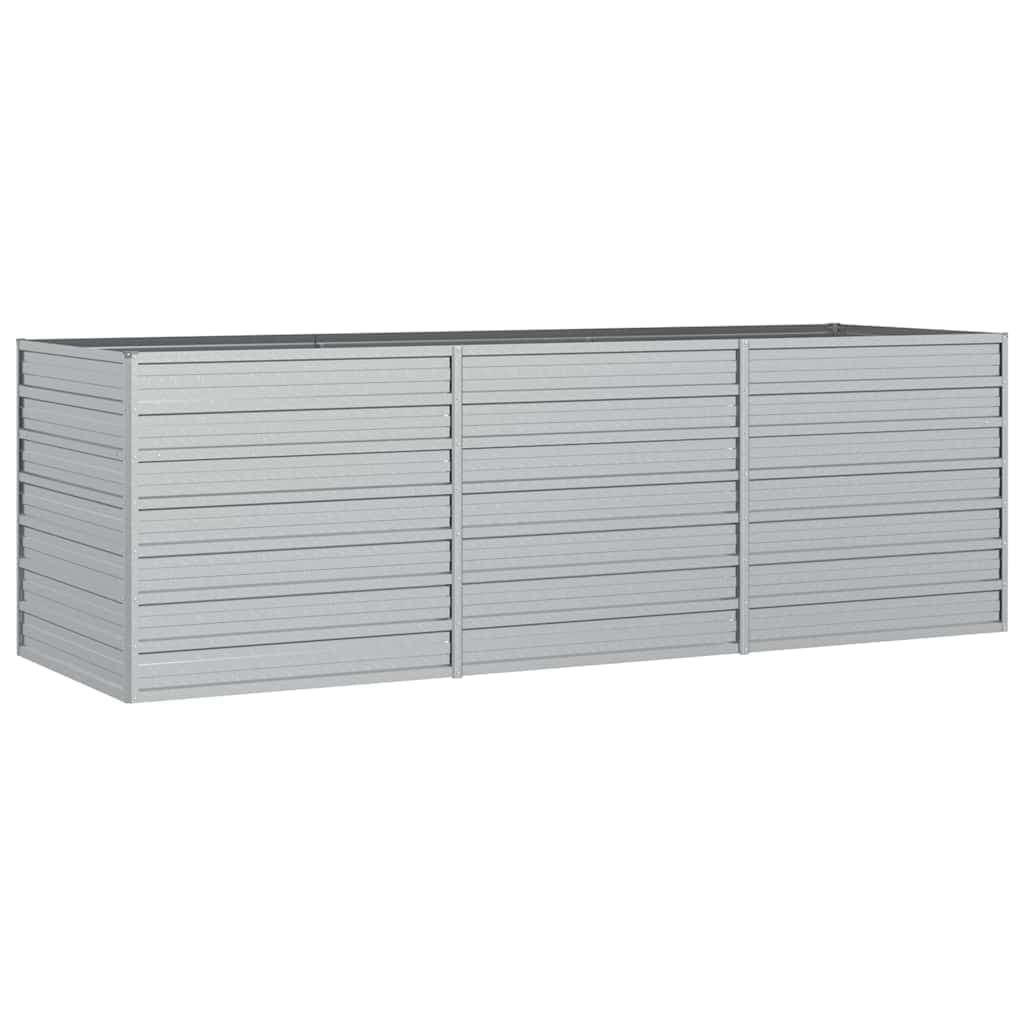 vidaXL Canteiro elevado de jardim 240x80x77cm aço galvanizado prateado
