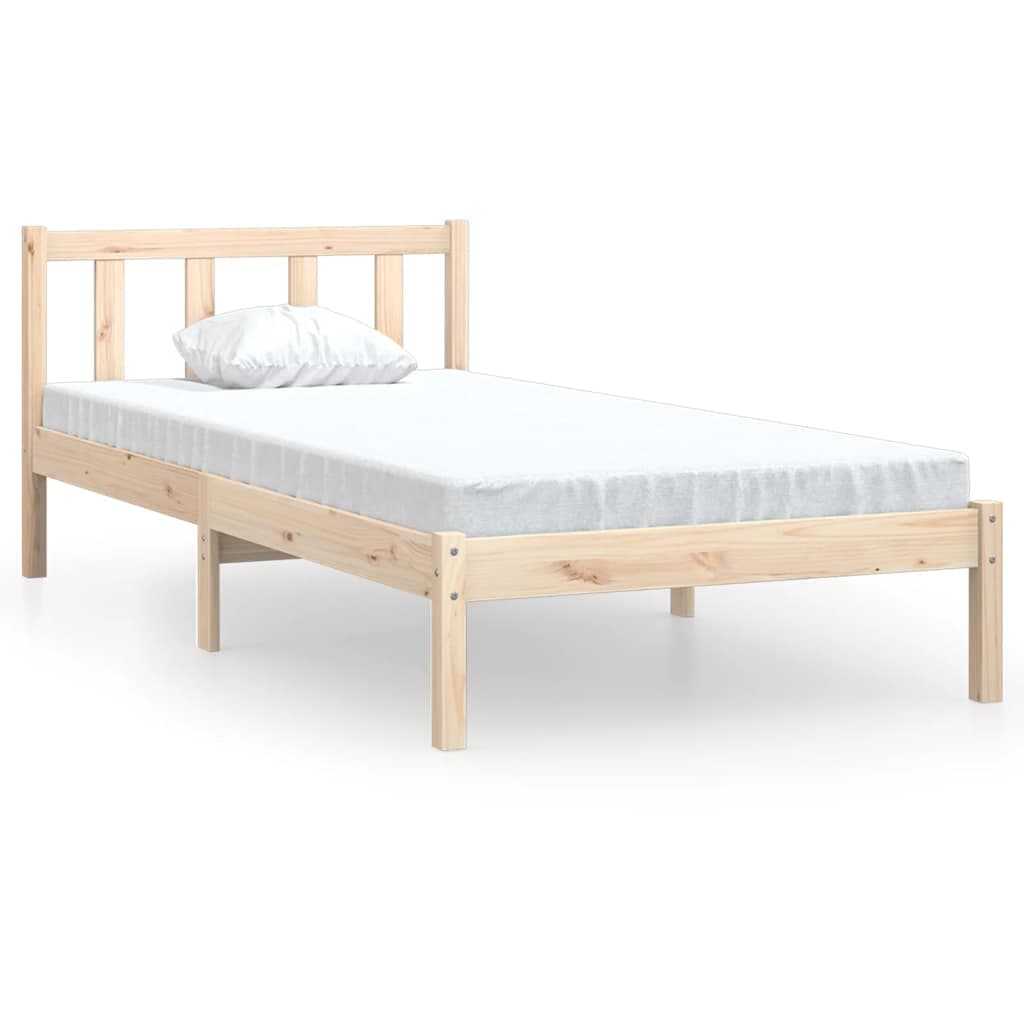 vidaXL Estrutura de cama pequena solteiro 75x190 cm pinho maciço