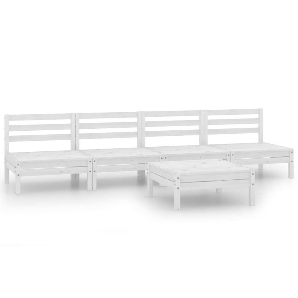 vidaXL 5 pcs conjunto lounge de jardim pinho maciço branco