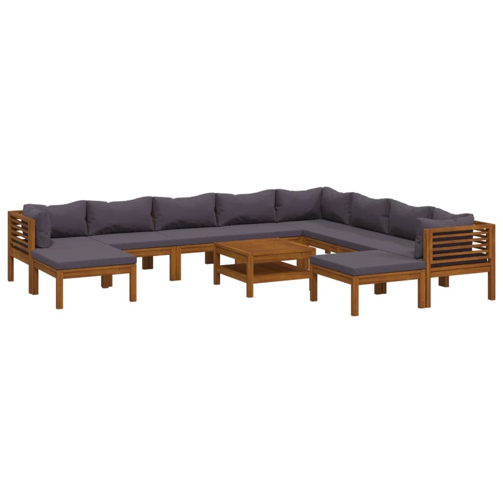 vidaXL 11 pcs conjunto lounge de jardim com almofadões acácia maciça