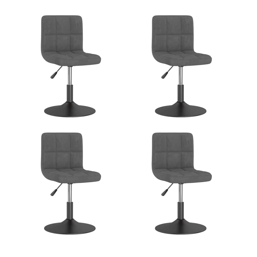vidaXL Cadeiras de jantar giratórias 4 pcs veludo cinzento-escuro