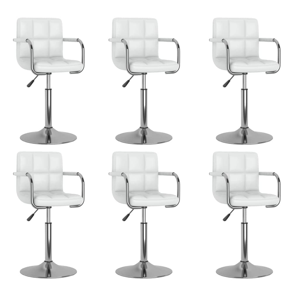 vidaXL Cadeiras de jantar giratórias 6 pcs couro artificial branco