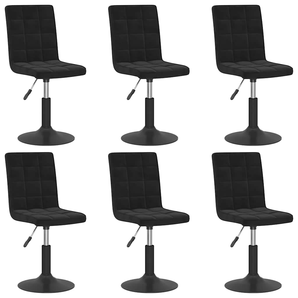 vidaXL Cadeiras de jantar giratórias 6 pcs veludo preto