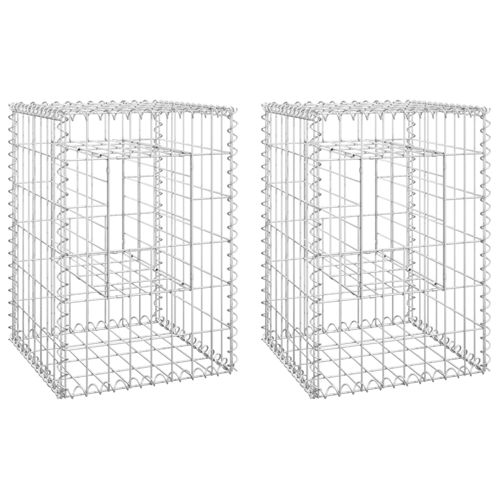 vidaXL Postes/cestos gabião 2 pcs 40x40x60 cm ferro