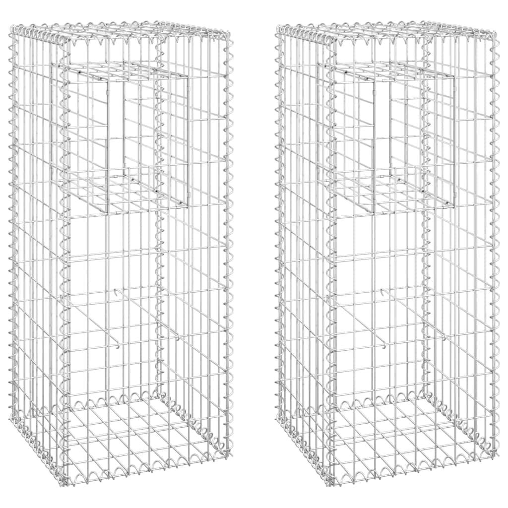 vidaXL Postes/cestos gabião 2 pcs 40x40x100 cm ferro