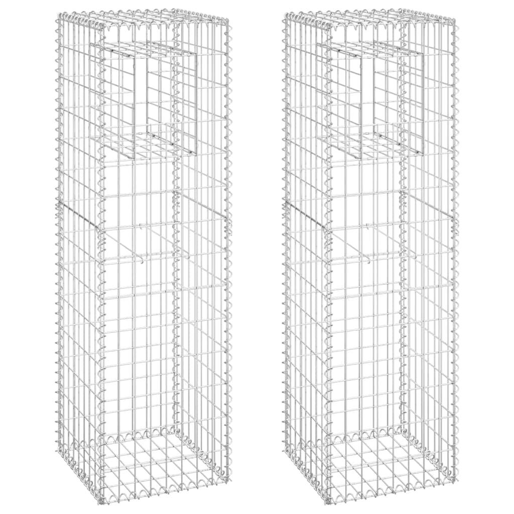 vidaXL Postes/cestos gabião 2 pcs 40x40x140 cm ferro