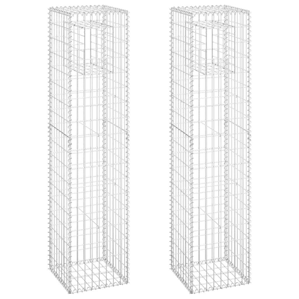 vidaXL Postes/cestos gabião 2 pcs 40x40x180 cm ferro