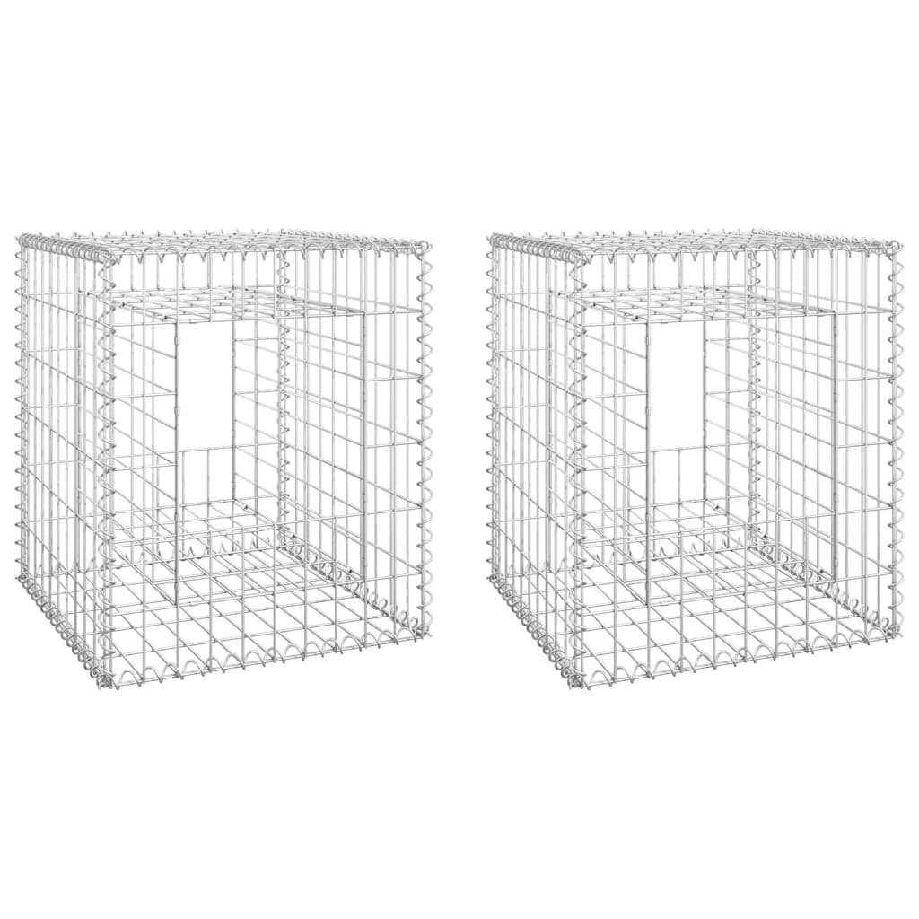 vidaXL Postes/cestos gabião 2 pcs 50x50x60 cm ferro
