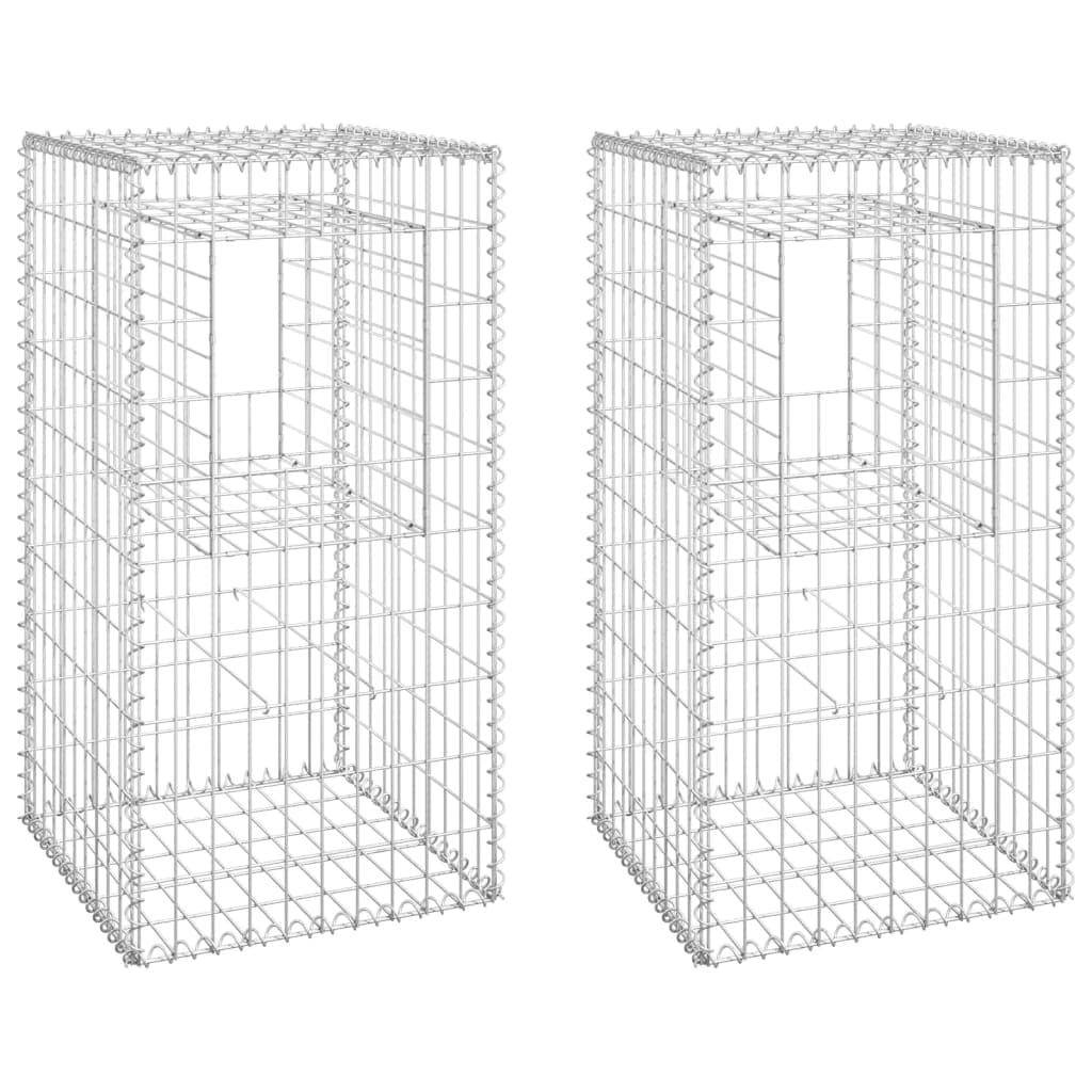 vidaXL Postes/cestos gabião 2 pcs 50x50x100 cm ferro