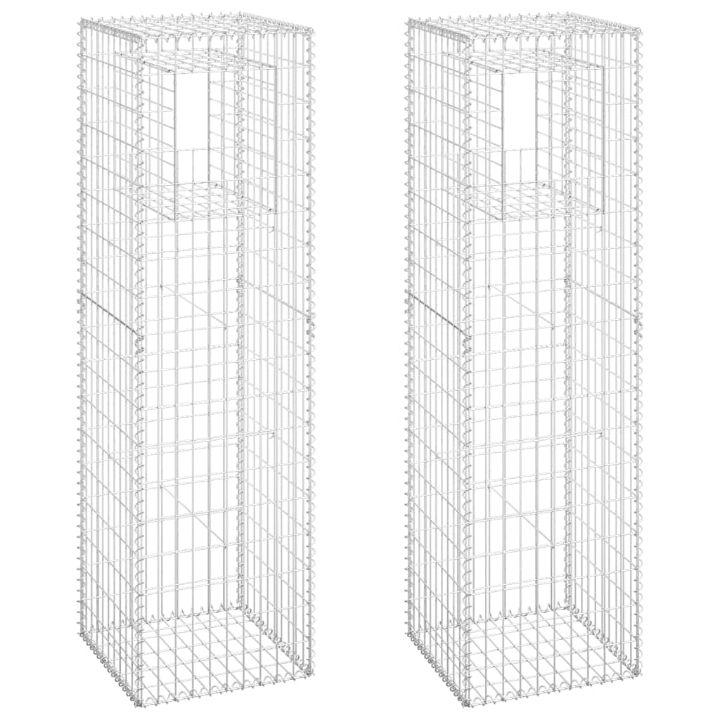 vidaXL Postes/cestos gabião 2 pcs 50x50x180 cm ferro