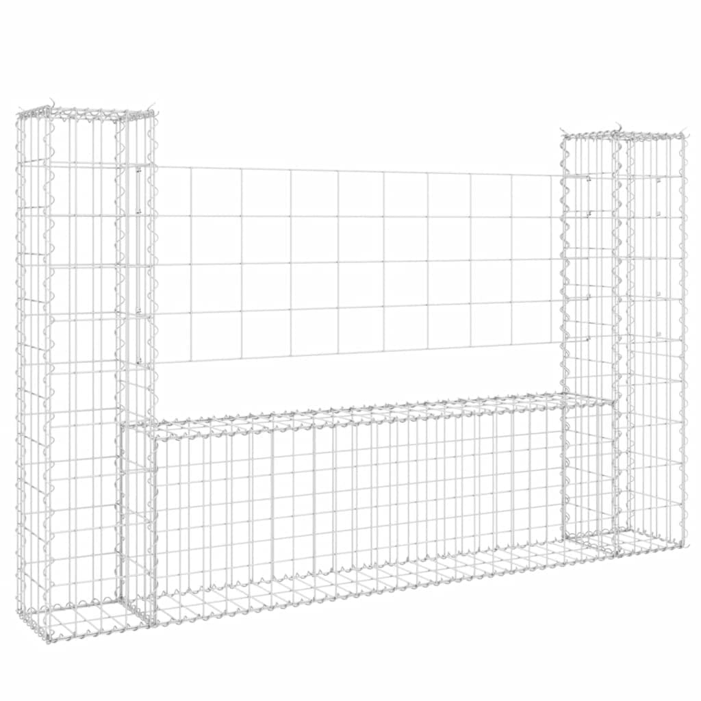 vidaXL Cesto gabião em forma de U c/ 2 postes 140x20x100 cm ferro