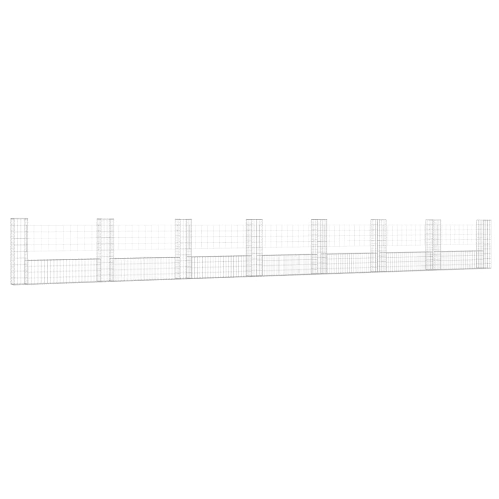 vidaXL Cesto gabião em forma de U c/ 8 postes 860x20x100 cm ferro
