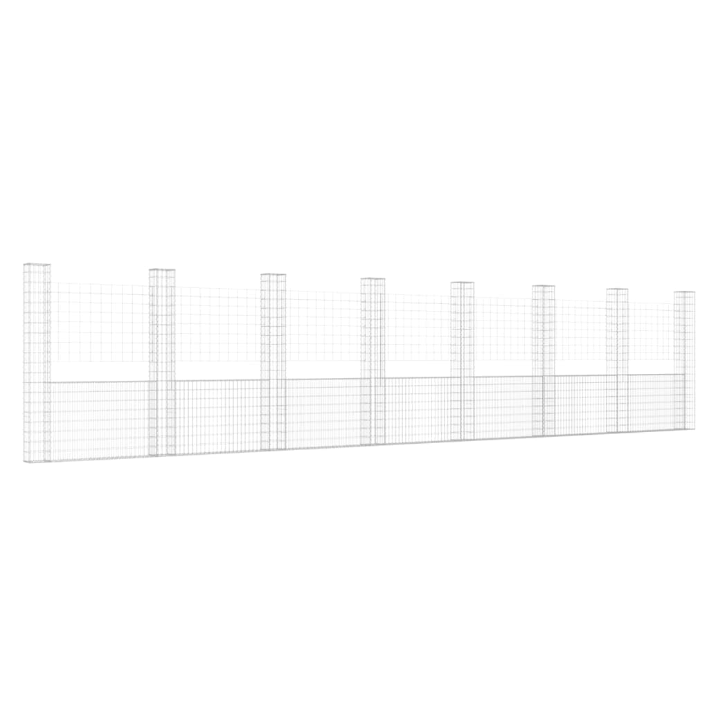 vidaXL Cesto gabião em forma de U c/ 8 postes 860x20x200 cm ferro