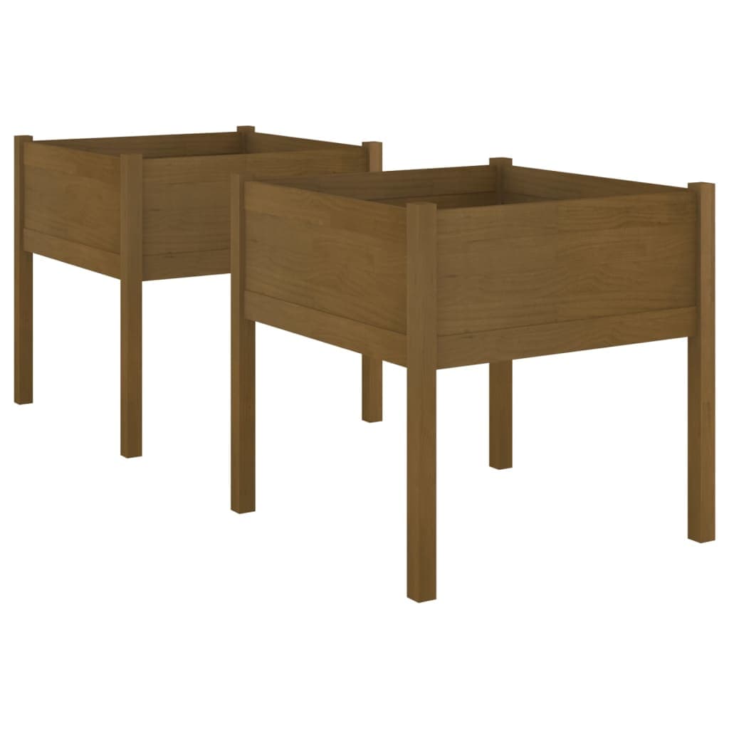 Vaso/floreira Jardim 2 Peças 70x70x70cm Pinho Maciço Castanho Mel - 810816