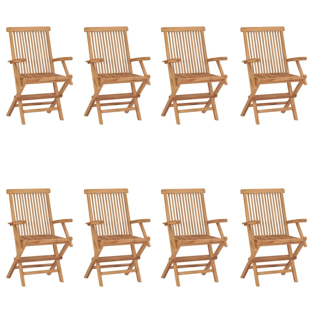 vidaXL Cadeiras de jardim dobráveis 8 pcs madeira de teca maciça