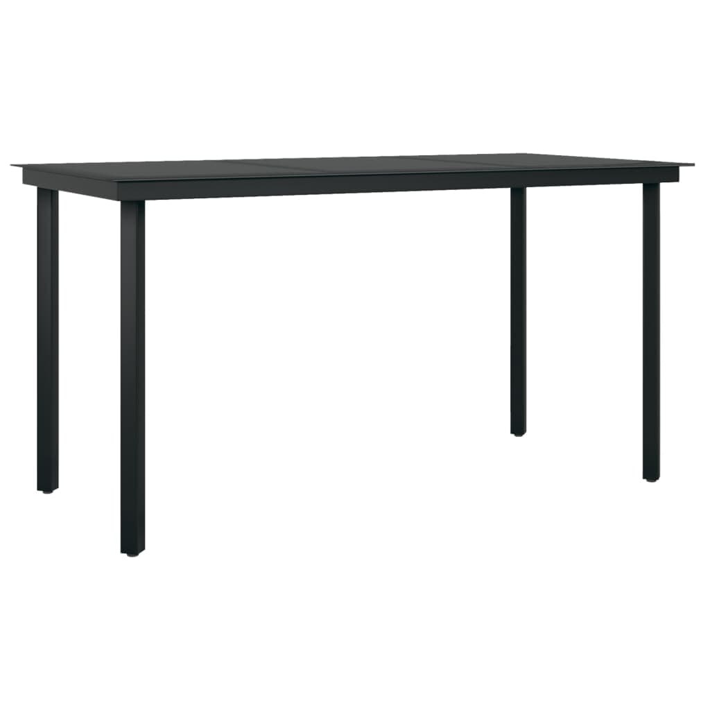 vidaXL Mesa de jantar para jardim 140x70x74 cm aço e vidro preto