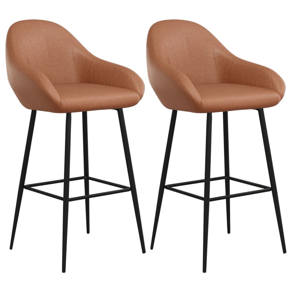 vidaXL Bancos de bar 2 pcs couro artificial castanho-claro
