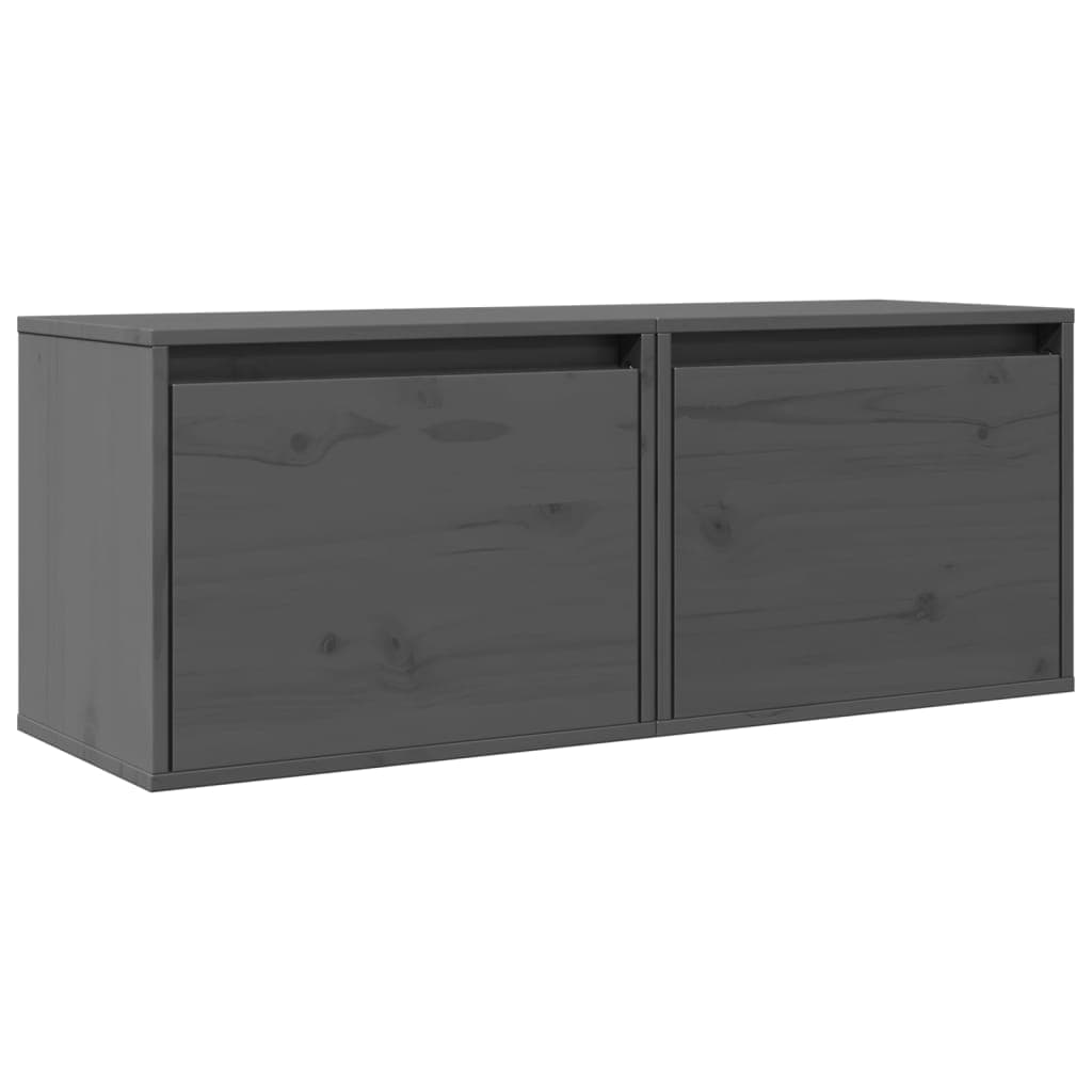 vidaXL Armários de parede 2 pcs 45x30x35 cm pinho maciço cinza