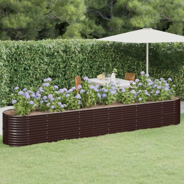 Vaso/floreira de Jardim Aço Revestido a Pó 440x80x68cm Castanho - 318970
