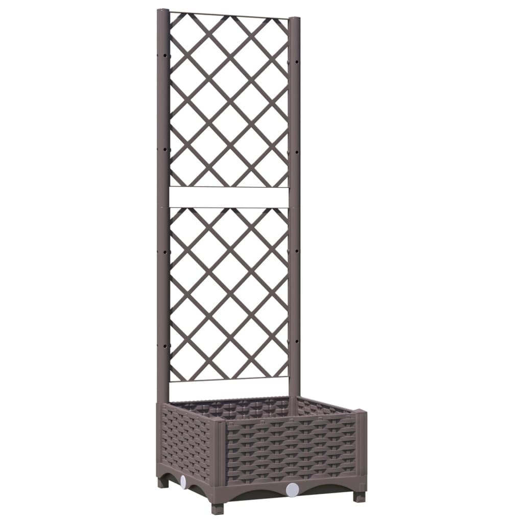 vidaXL Vaso/floreira jardim c/ treliça 40x40x121,5 cm PP castanho