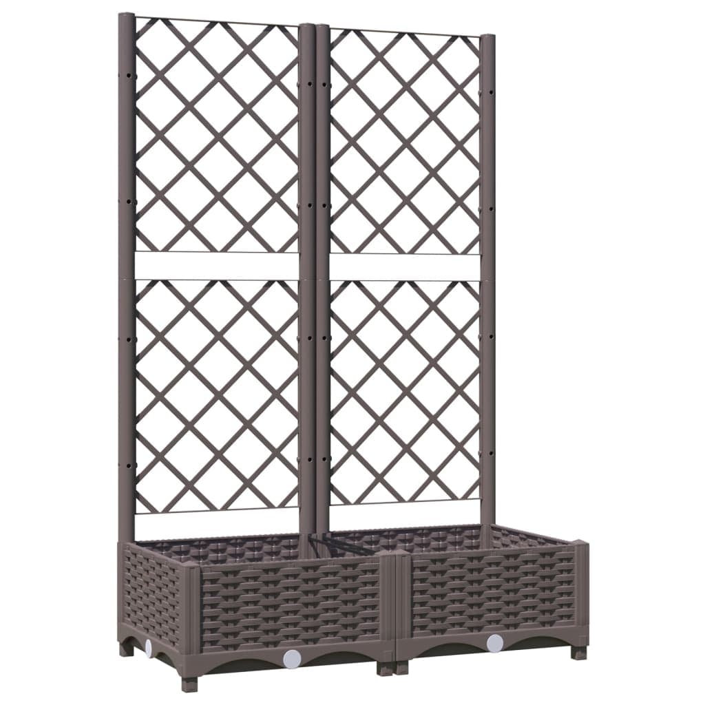 vidaXL Vaso/floreira jardim c/ treliça 80x40x121,5 cm PP castanho