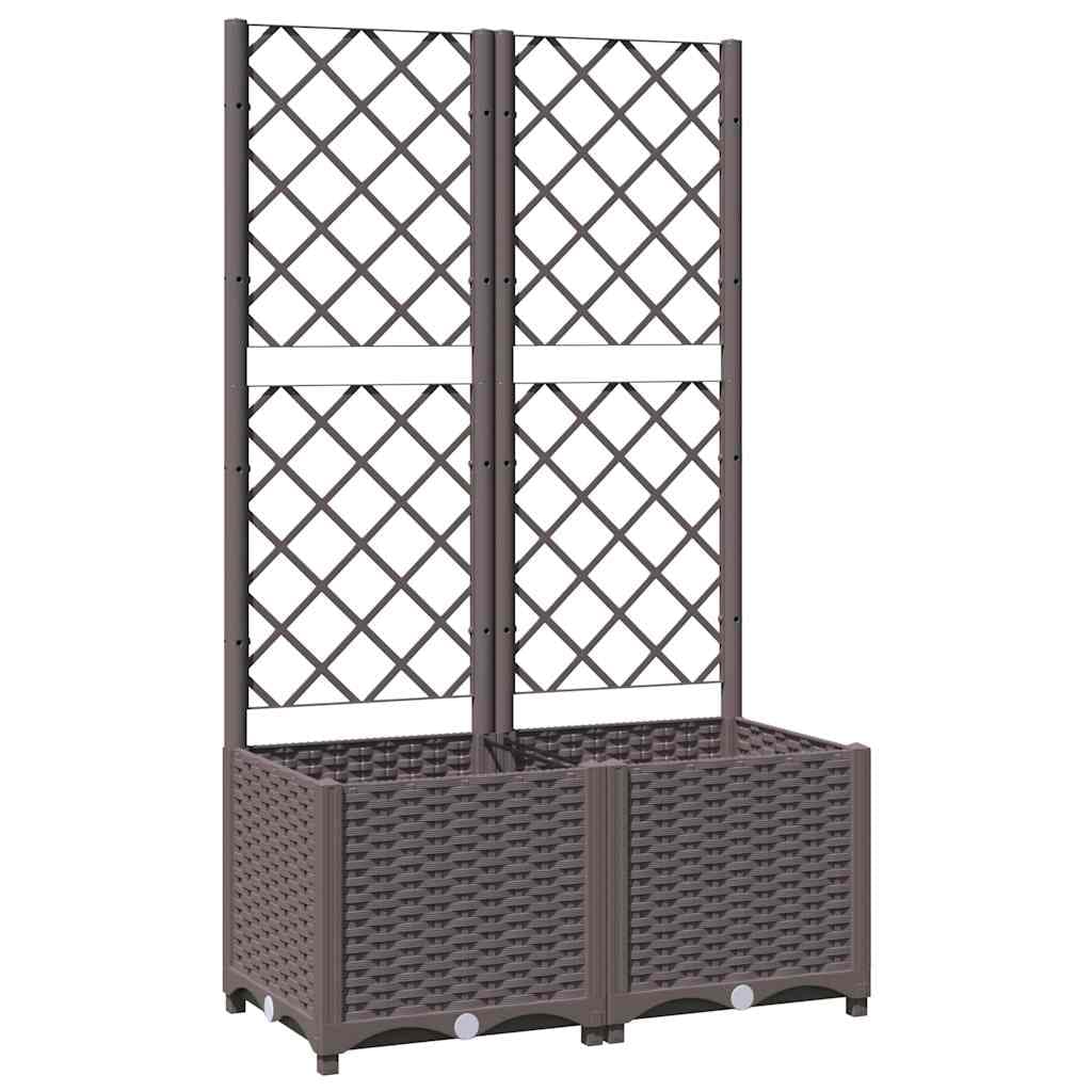 vidaXL Vaso/floreira jardim c/ treliça 80x40x136 cm PP castanho