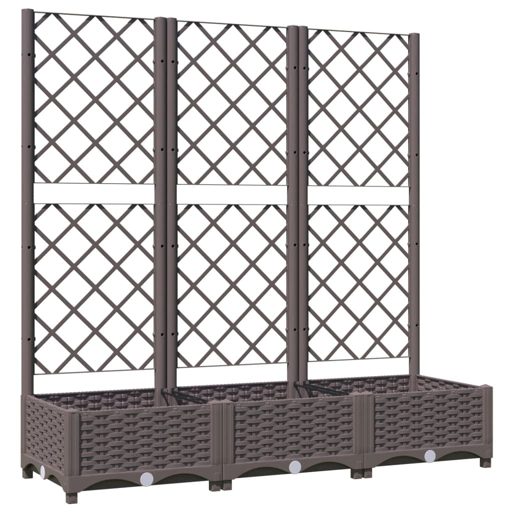 vidaXL Vaso de jardim com treliça marrom 120x40x121,5 cm PP