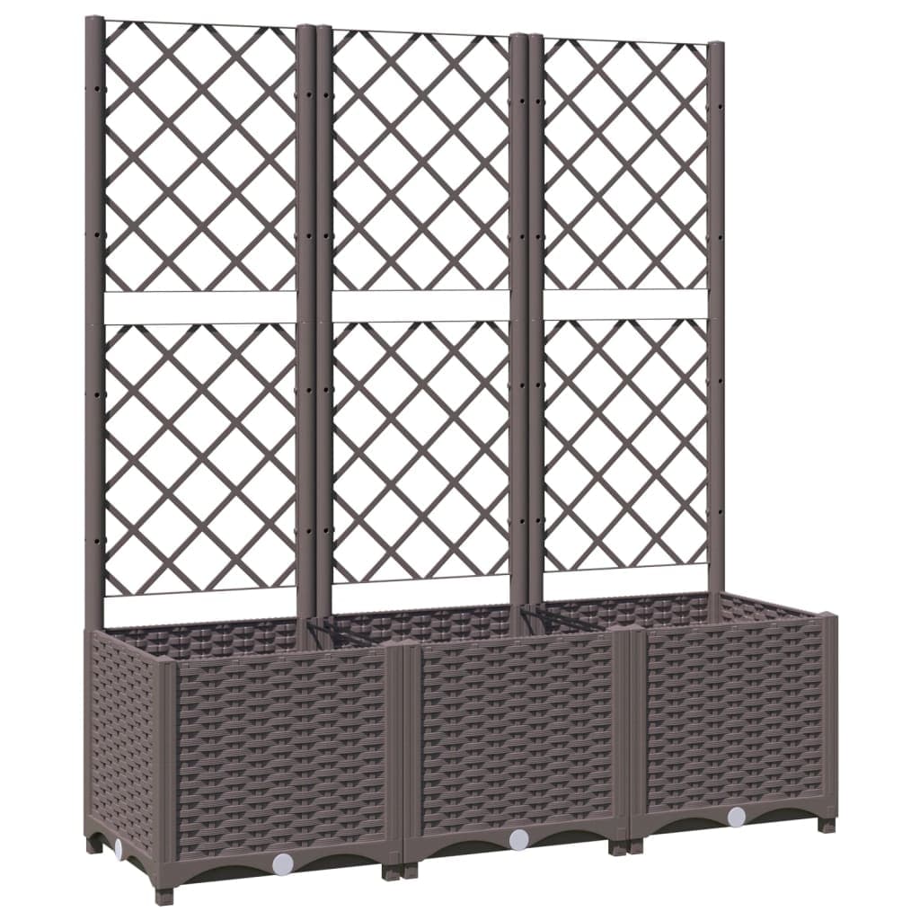 vidaXL Vaso de jardim com treliça marrom 120x40x136 cm PP