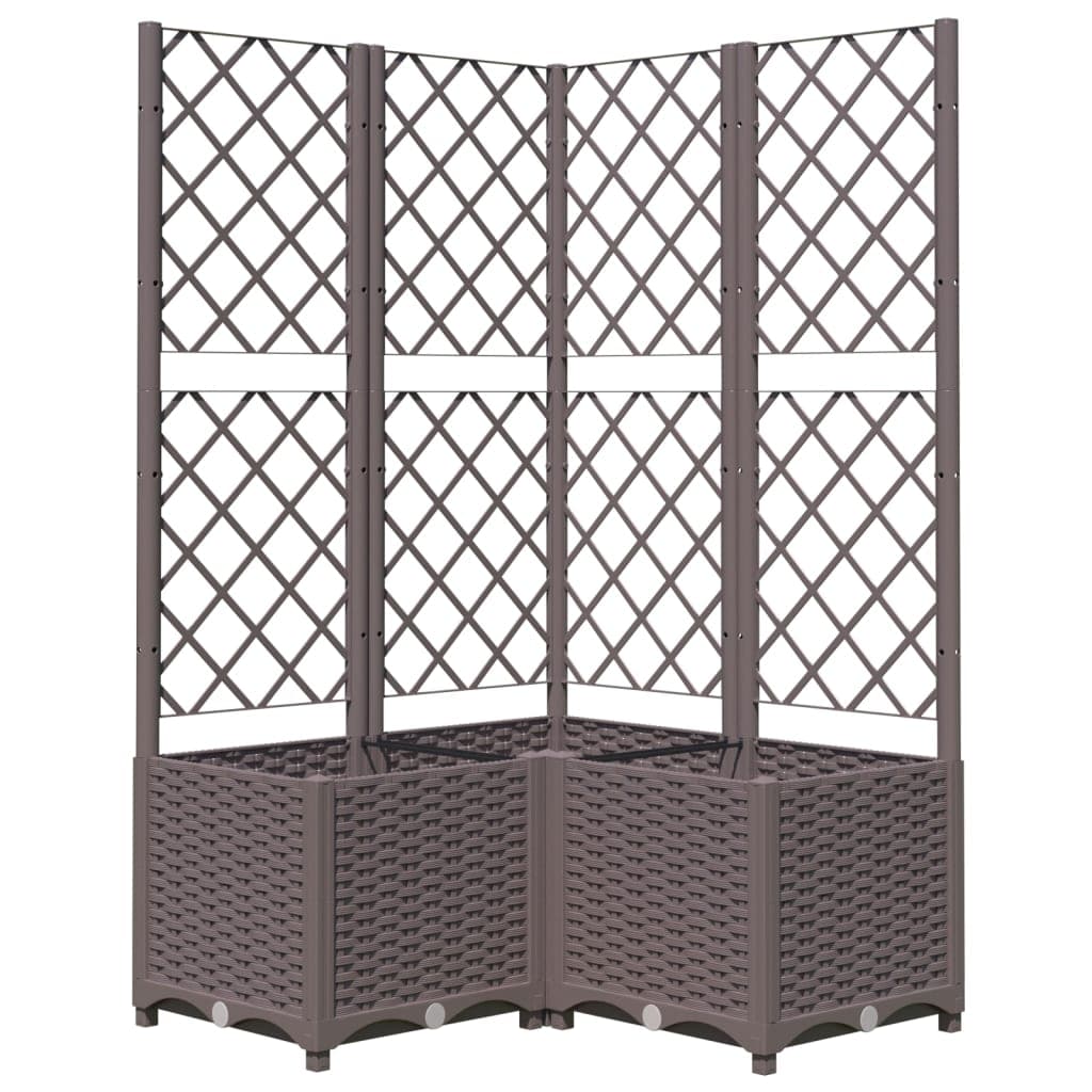 vidaXL Vaso/floreira jardim c/ treliça 80x80x136 cm PP castanho