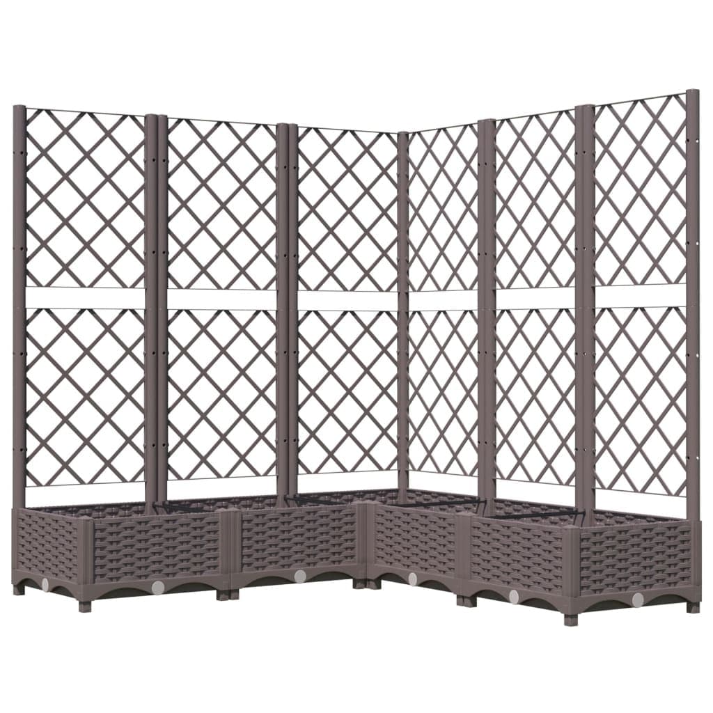 vidaXL Vaso/floreira jardim c/ treliça 120x120x121,5 cm PP castanho
