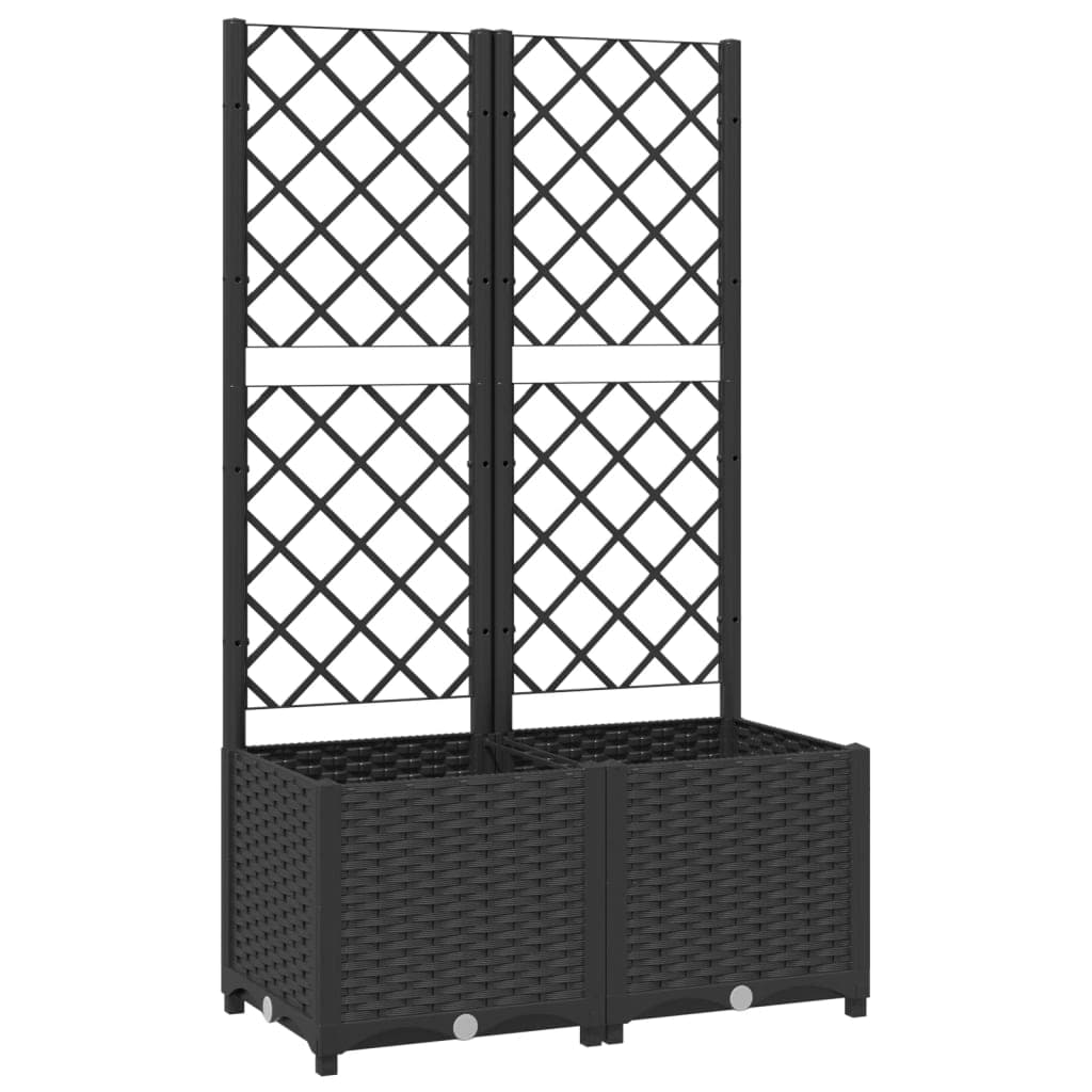 vidaXL Vaso de jardim com treliça preto 80x40x136 cm PP