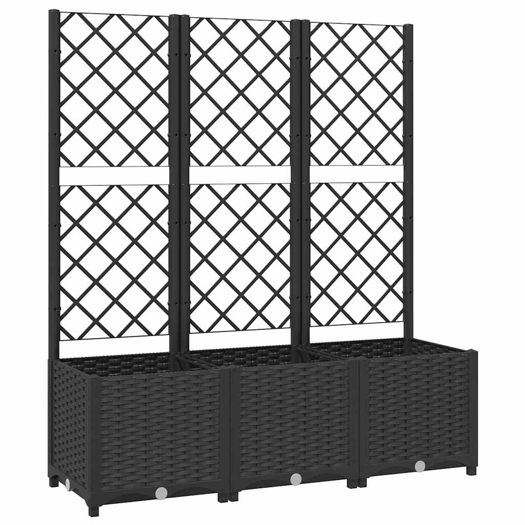 vidaXL Vaso de jardim com treliça preto 120x40x136 cm PP