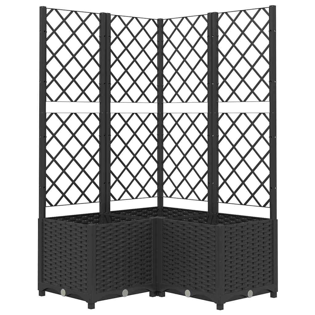 vidaXL Vaso/floreira jardim c/ treliça 80x80x136 cm PP preto