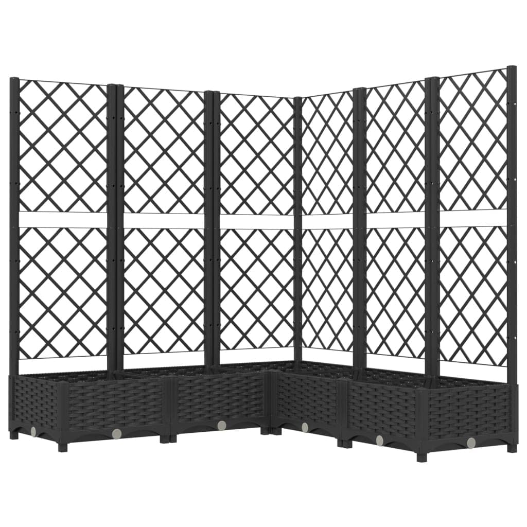 vidaXL Vaso/floreira jardim c/ treliça 120x120x121,5 cm PP preto