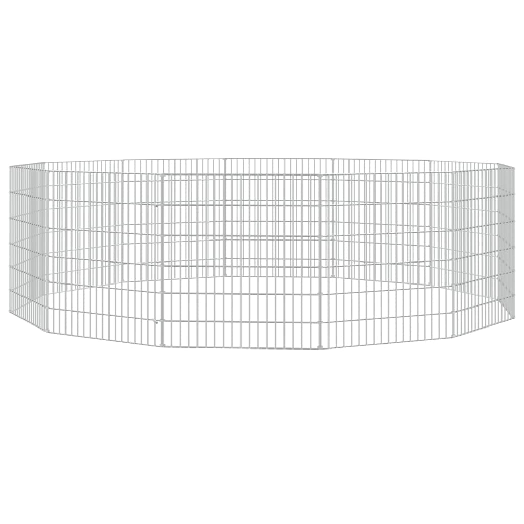 vidaXL Recinto exterior p/ animais 12 painéis 54x60cm ferro galvaniz.