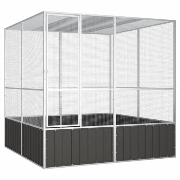Gaiola Pássaros 213,5x217,5x211,5 cm Aço Galvanizado Antracite - 171549