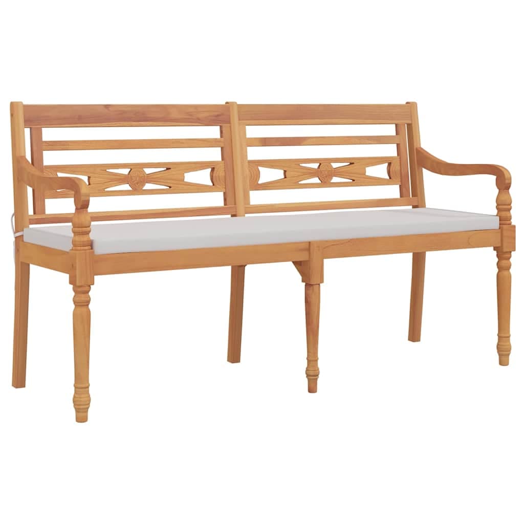 vidaXL Banco Batavia c/ almofadão 150 cm madeira teca maciça