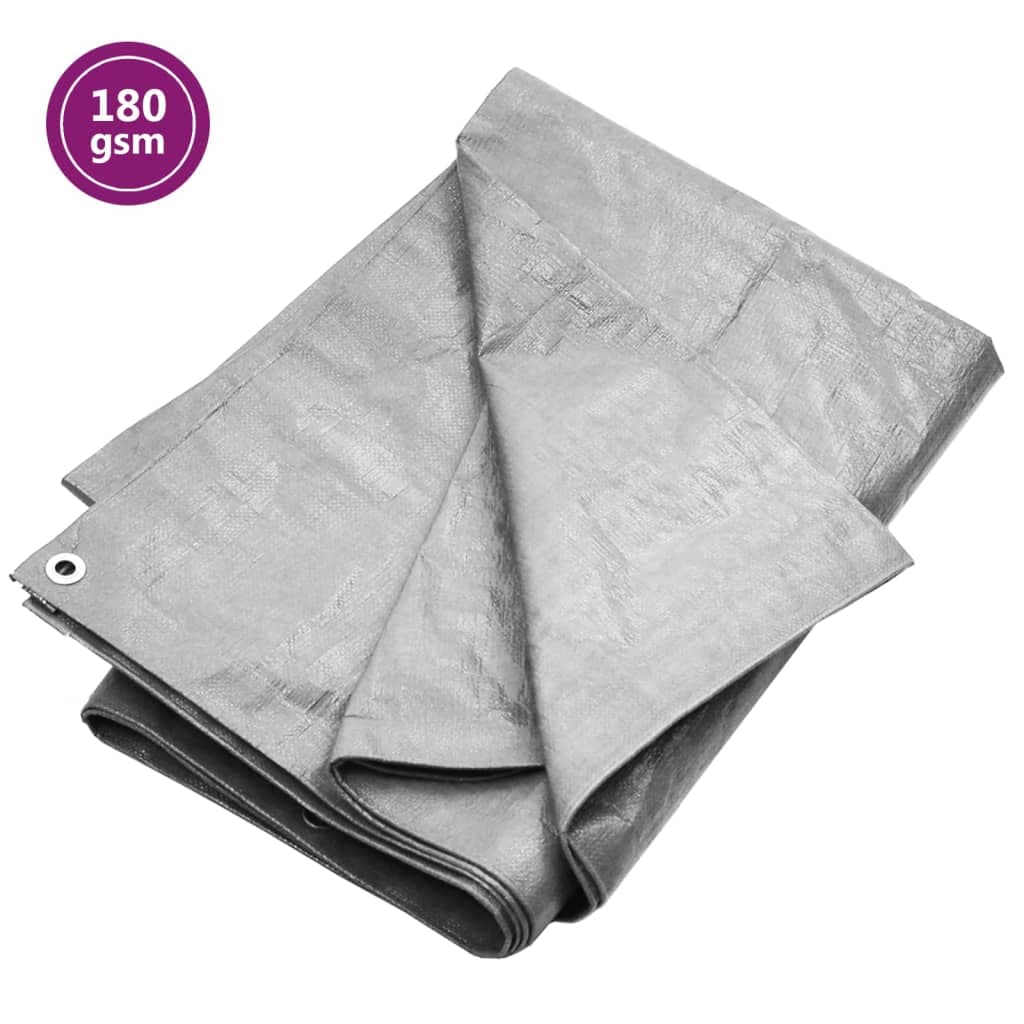 vidaXL Lona 180 g/m² 6x6 m PEAD cinzento