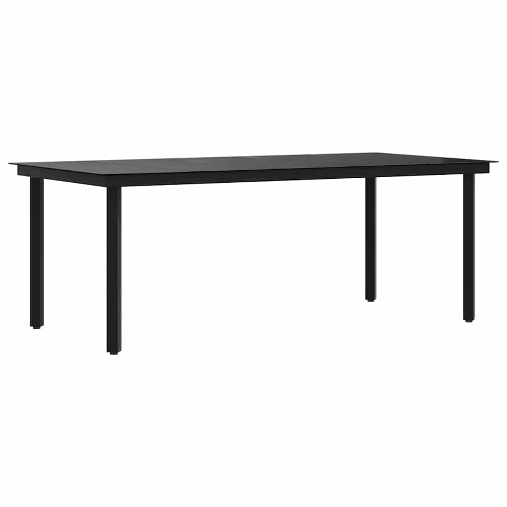 vidaXL Mesa de jantar para jardim 200x100x74 cm aço e vidro preto
