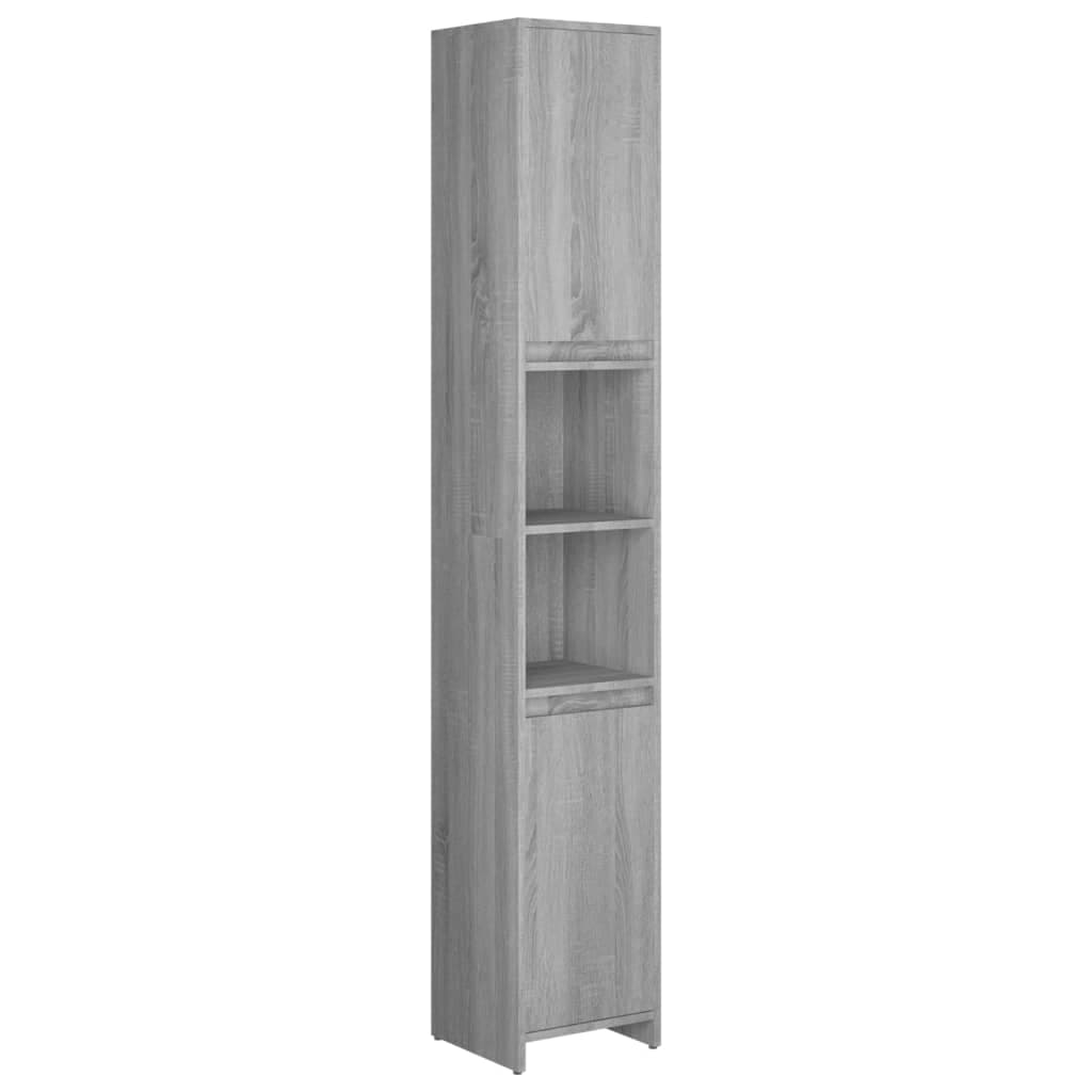 vidaXL Armário WC 30x30x183,5 cm derivados de madeira cinzento sonoma