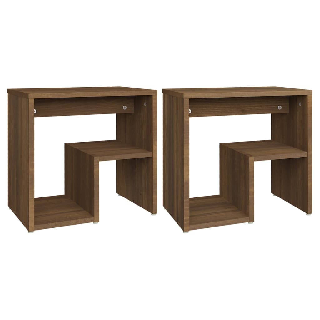 vidaXL Mesa cabeceira 2pcs 40x30x40 cm madeira proc. carvalho castanho