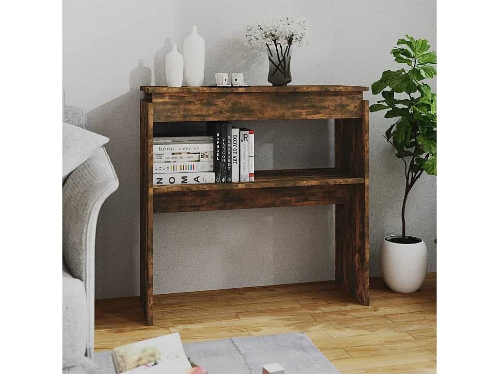 Mesa consola 80x30x80 cm derivados de madeira carvalho fumado