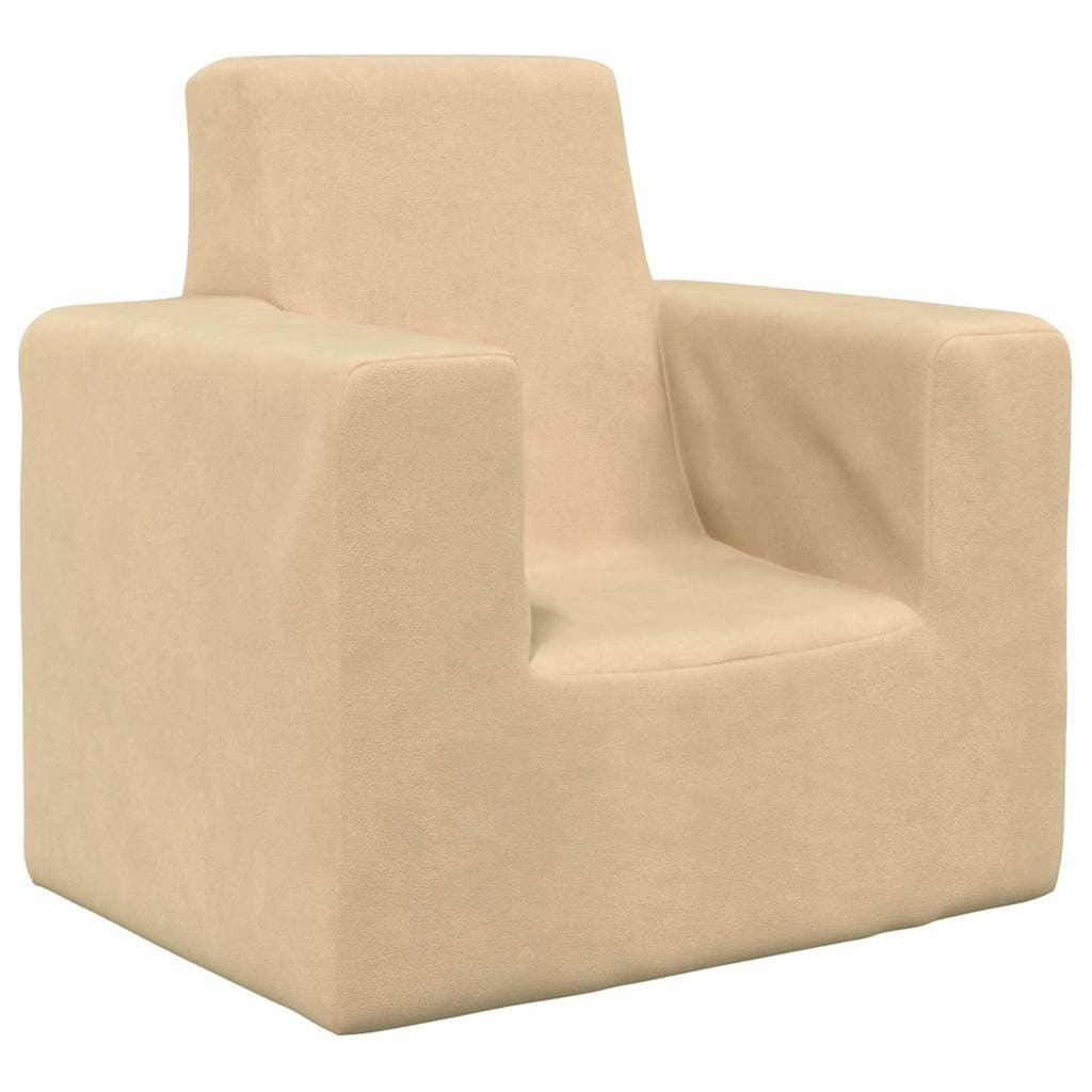 vidaXL Sofá infantil pelúcia macia cor creme