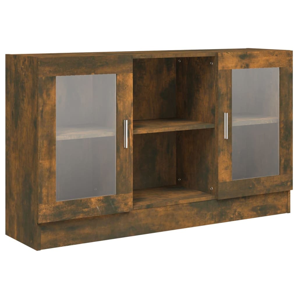 vidaXL Vitrine 120x30,5x70 cm derivados de madeira carvalho fumado