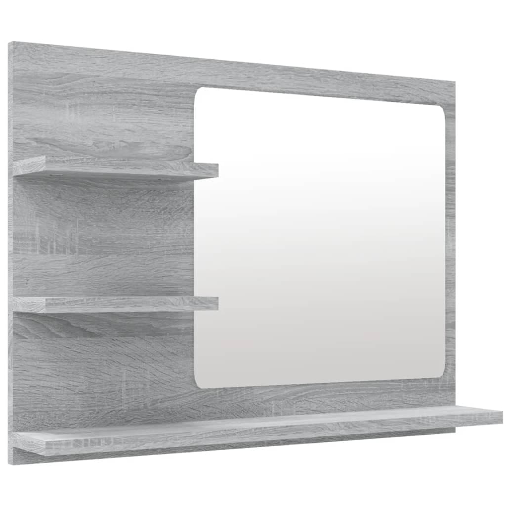 vidaXL Espelho WC 60x10,5x45 cm derivados de madeira cinzento sonoma