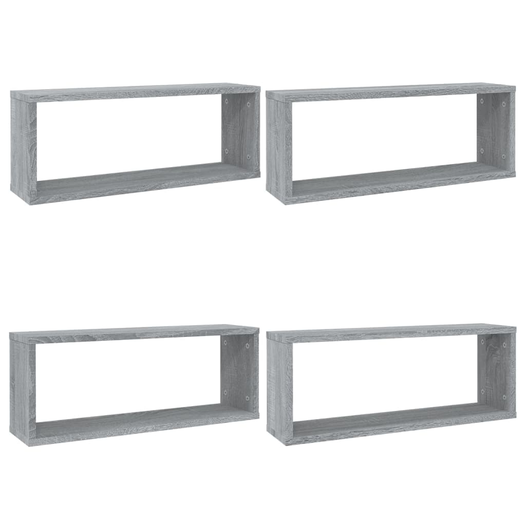 vidaXL Prateleiras parede 4 pcs madeira processada 60x15x23 cm cinza