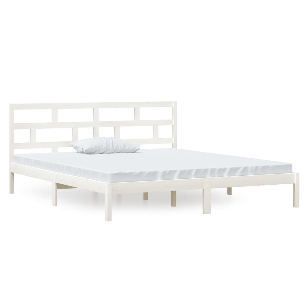 vidaXL Estrutura de cama casal 135x190 cm madeira maciça branco