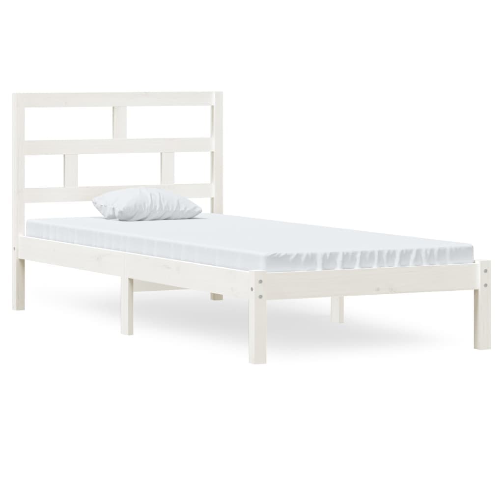 Estrutura de Cama 90x200 cm Pinho Maciço Branco - 3101204